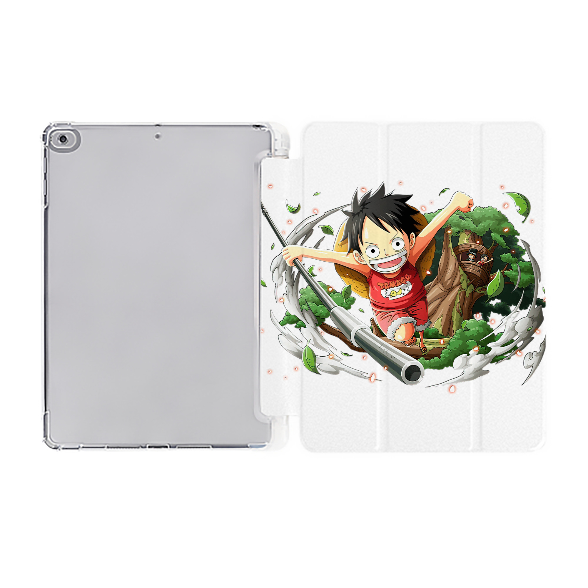 （画像用） ワンピース モンキー・D・ルフィ ONE PIECE Monkey D. Luffy IPad ケース ペン収納付き 三つ折りスタンド PUレザー×シリコン 対応機種9.5/10.5/10.9インチ
